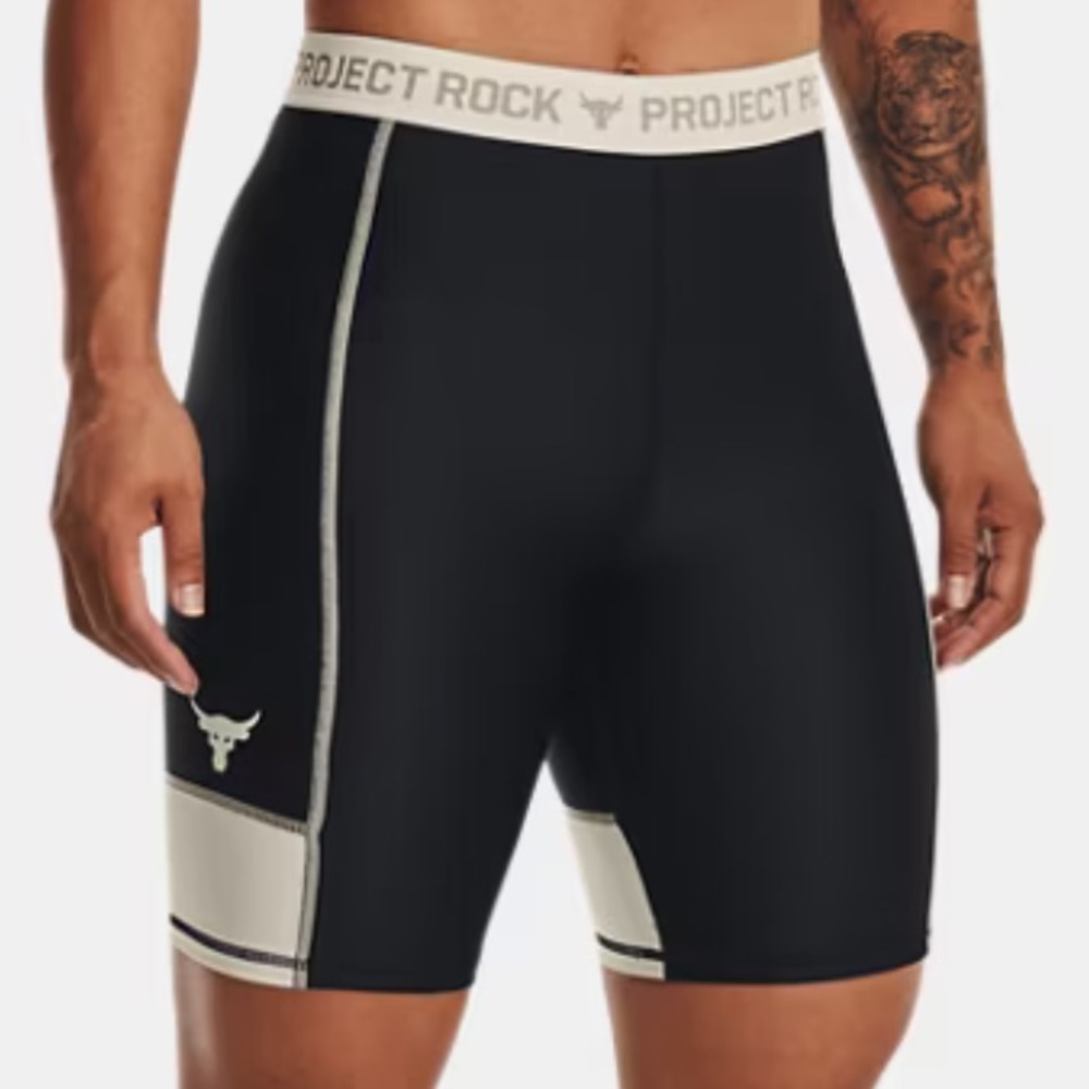 Women’s Under Armour Project Rock Bike Shorts Compression High Rise Black Small